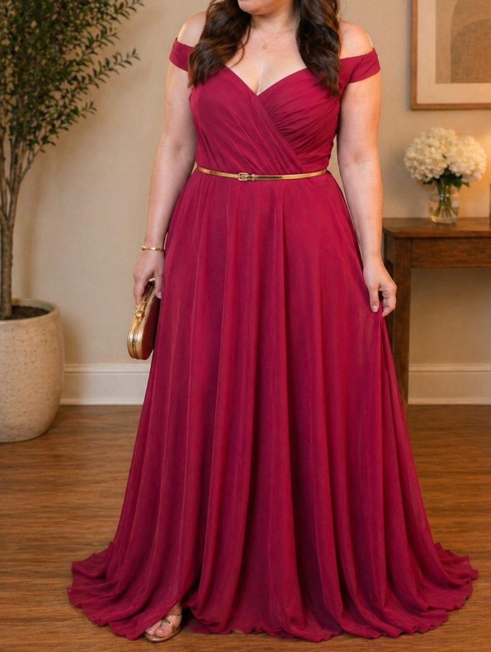 David Bridals Bridesmaid Dress (Color: Apple)